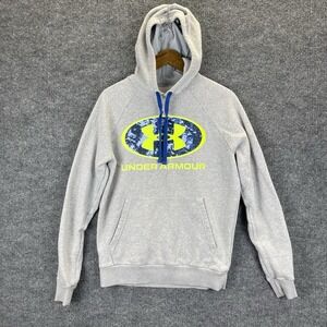 Under Armour Hoodie Men's Small Light Gray Rival Fleece Cloud Fill Graphic Print